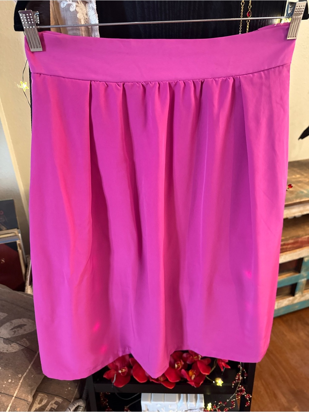 mark. Bright Pink Midi Skirt with Smocked Waist